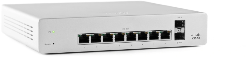 CISCO MS220-8P-HW Meraki Cloud-Managed L2 8Port Gigabit Switch